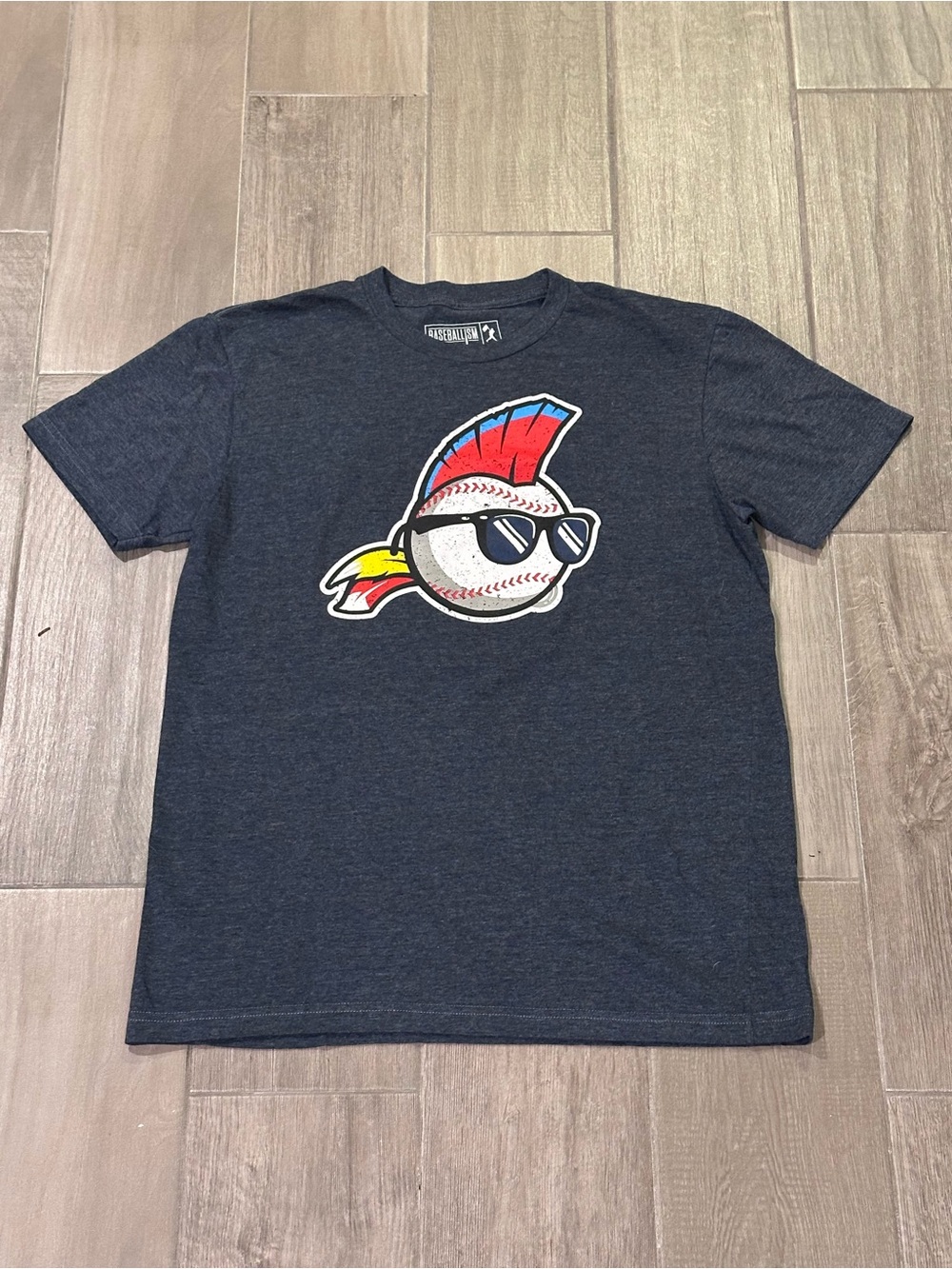 Basballism Major League Navy Heathered Graphic Baseball T-shirt Size Large